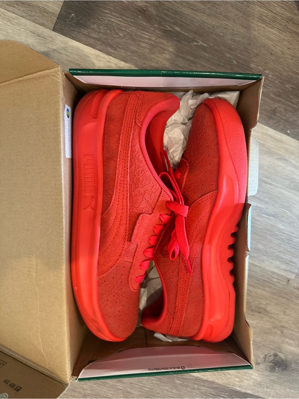 Puma Red Suede Low-Top Sneakers